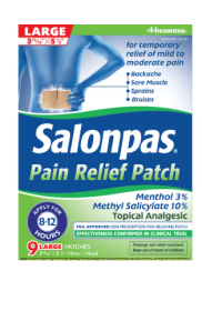 Salonpas Mild to Moderate Pain Relief Patch, Large, 9 Count